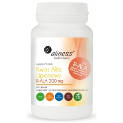 Kwas Alfa Liponowy R-ALA 200 mg. Firma Aliness. 60 tabletek